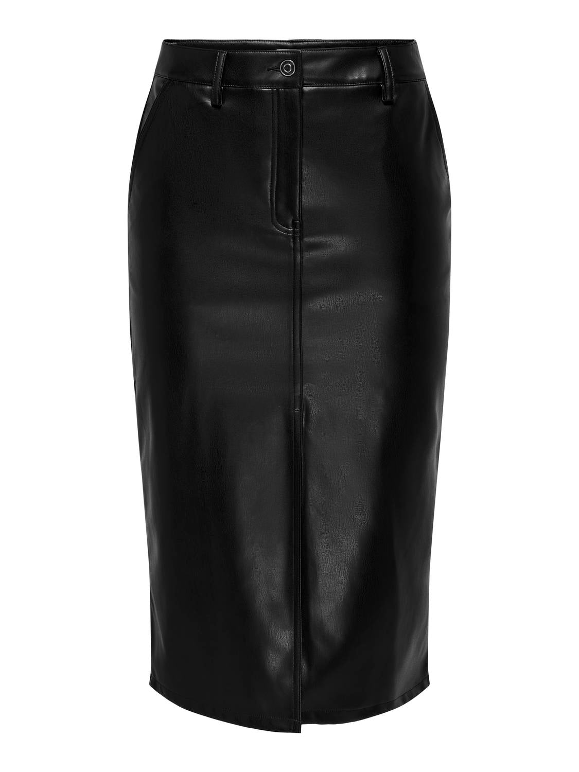 High Waisted Faux Leather Midi Skirt Livia s Boutique