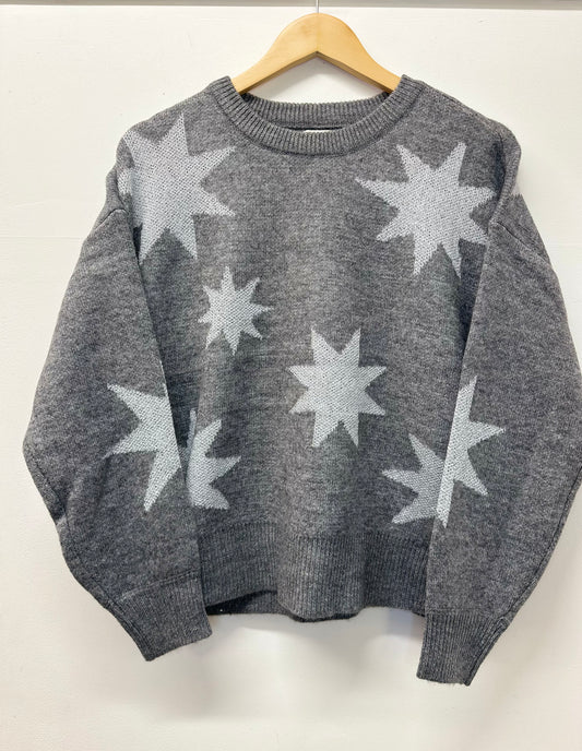 Grey knitted star glitter jumper