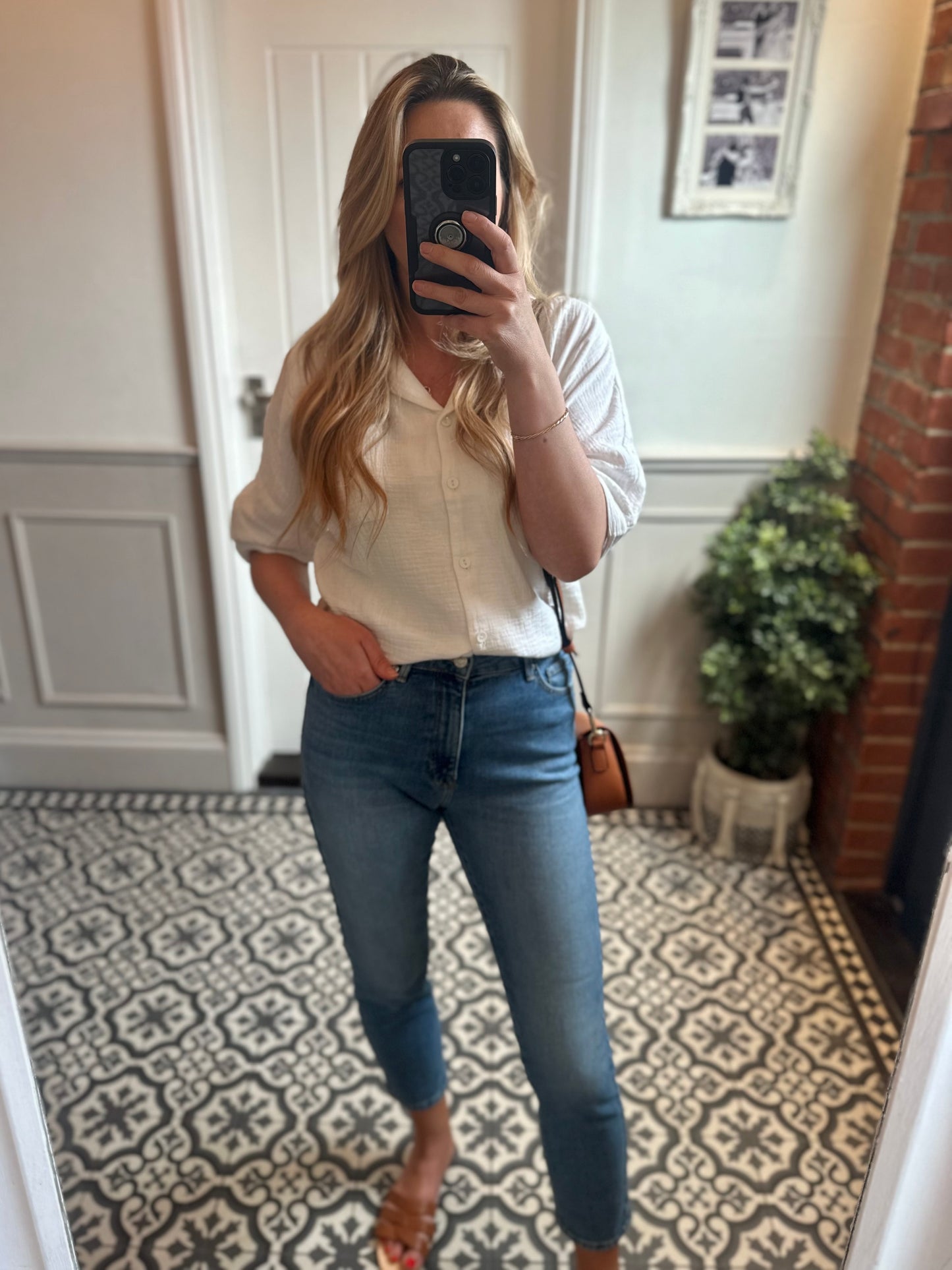 High waisted straight leg ankle jeans