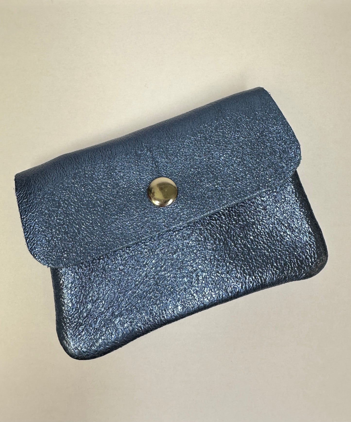 Blue metallic leather coin purse