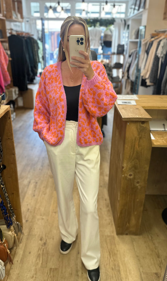 Pink / Orange Animal print cardigan