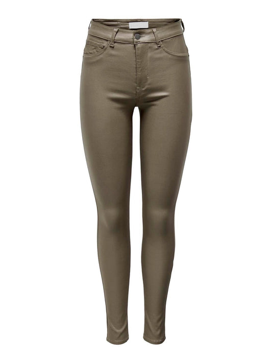 Mocha faux leather trousers