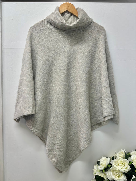 Neutral roll neck poncho