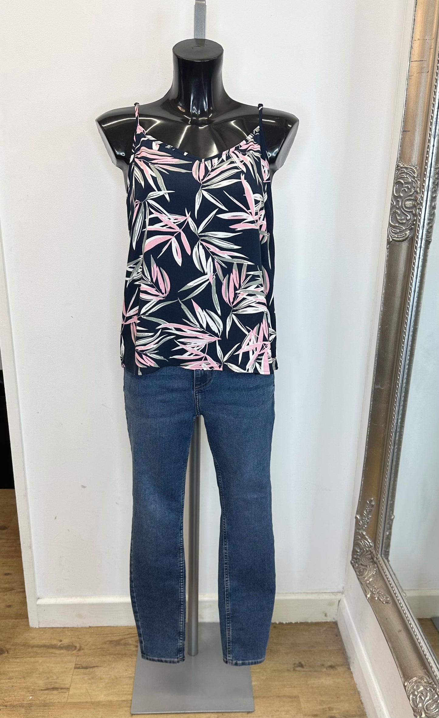 Navy & Pink tropical print camisole