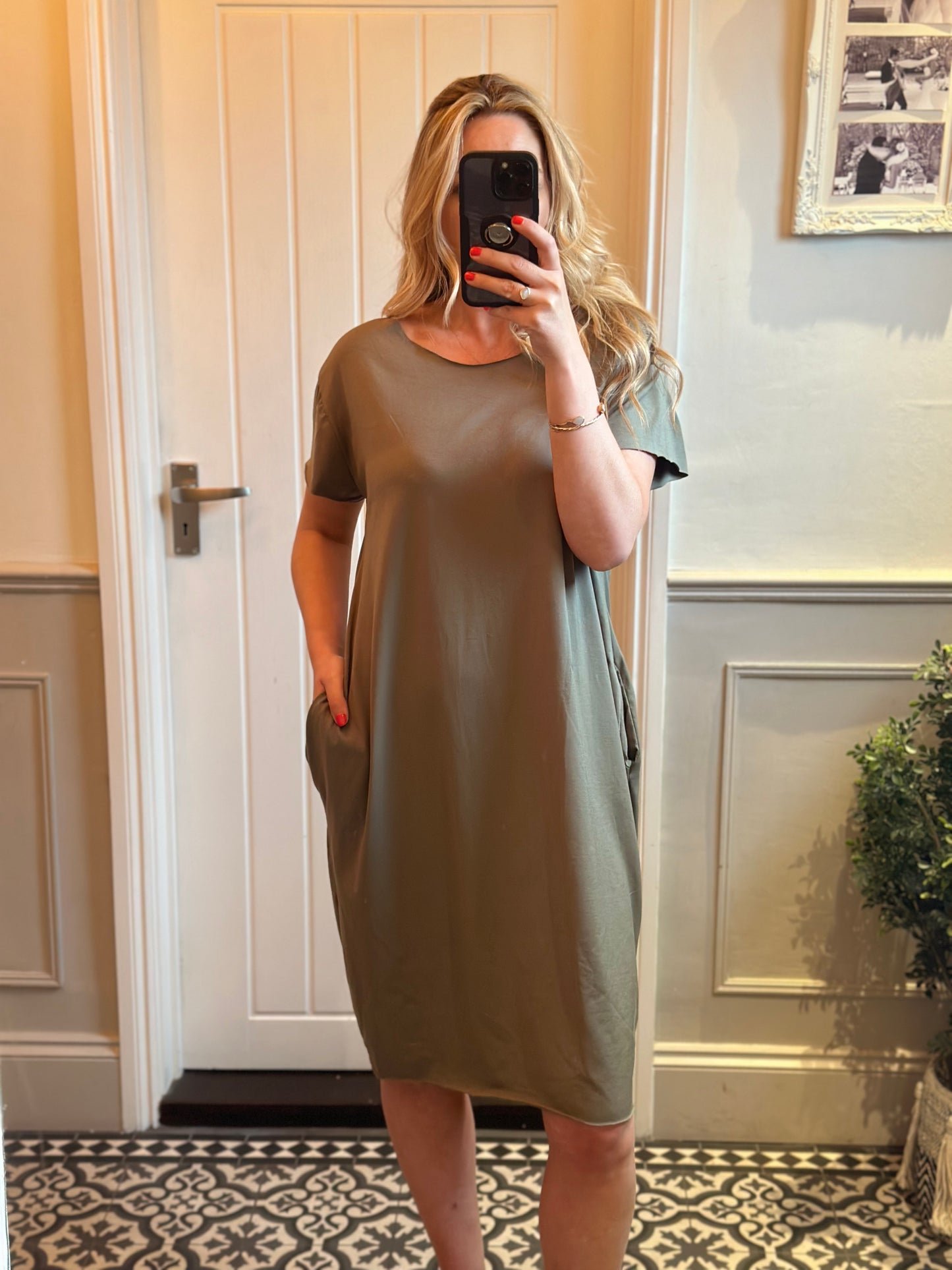 Khaki basic T-shirt dress