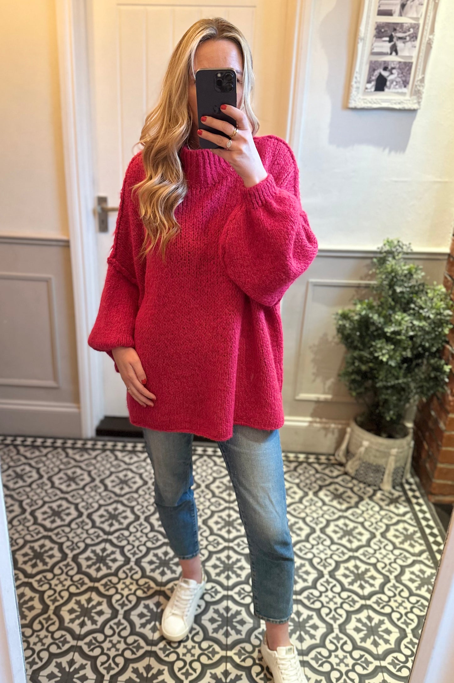 Hot Pink chunky knit jumper