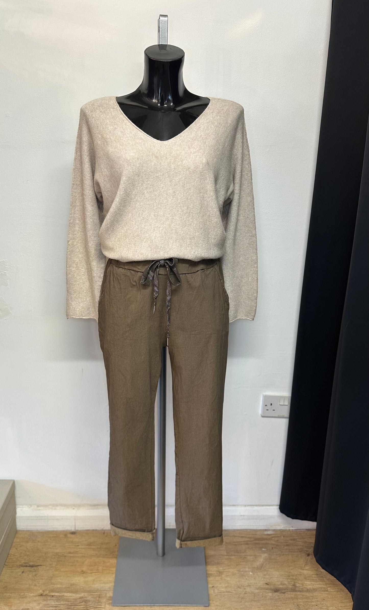 Stone stretch trousers