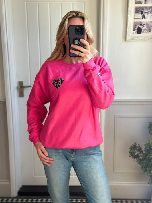 Love Heart Jumper - Pink & Black colour