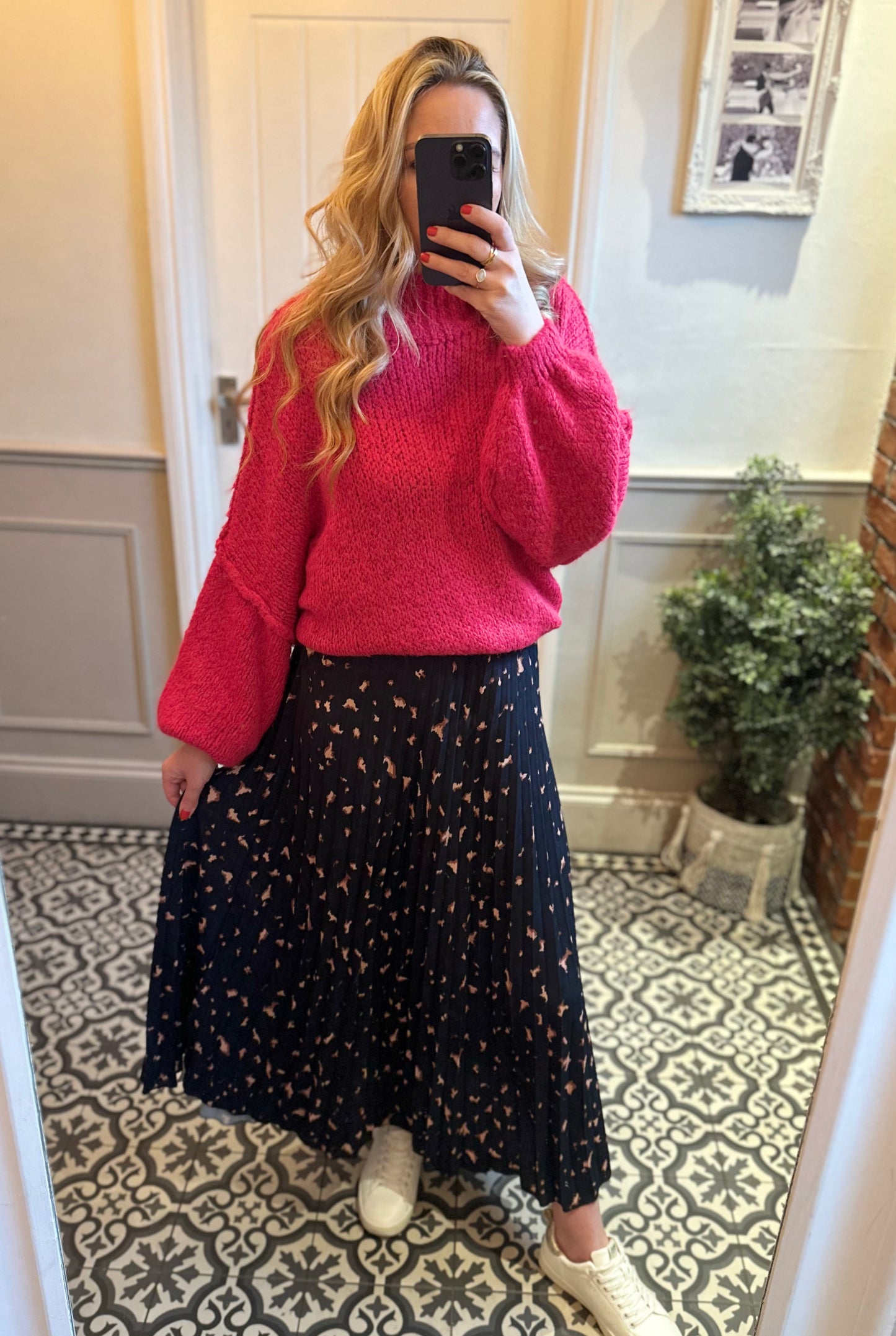 Hot Pink chunky knit jumper