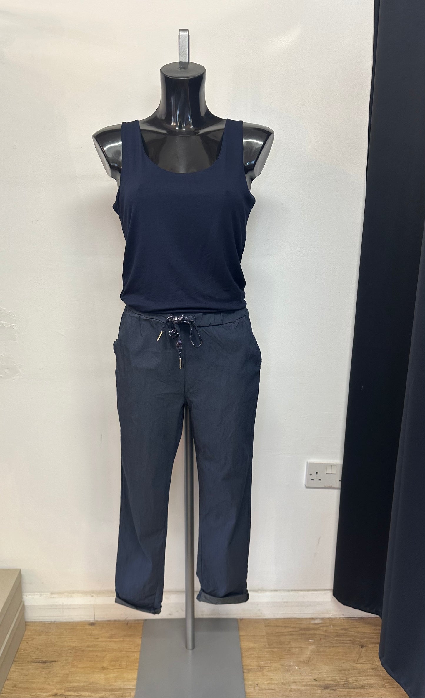 Navy stretch trousers