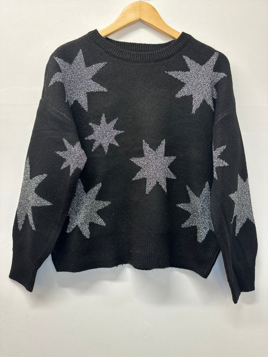 Black knitted star glitter jumper