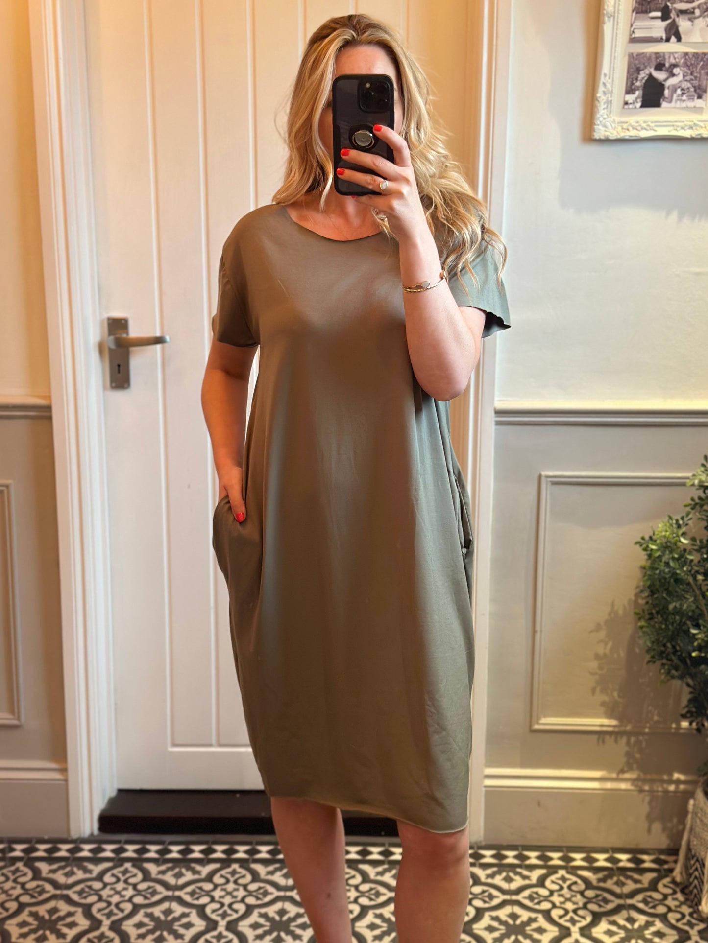 Khaki basic T-shirt dress