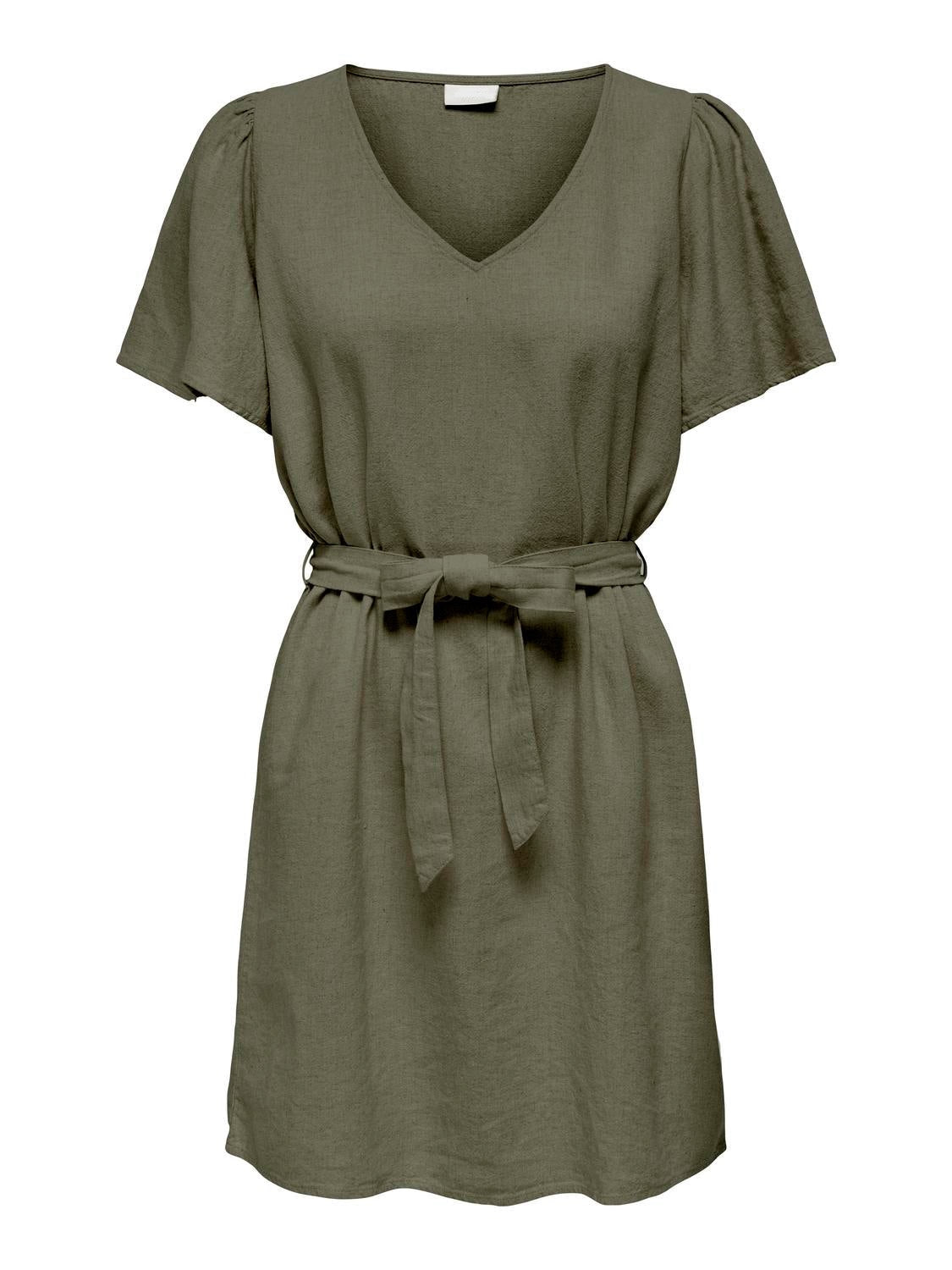 Khaki linen blend dress