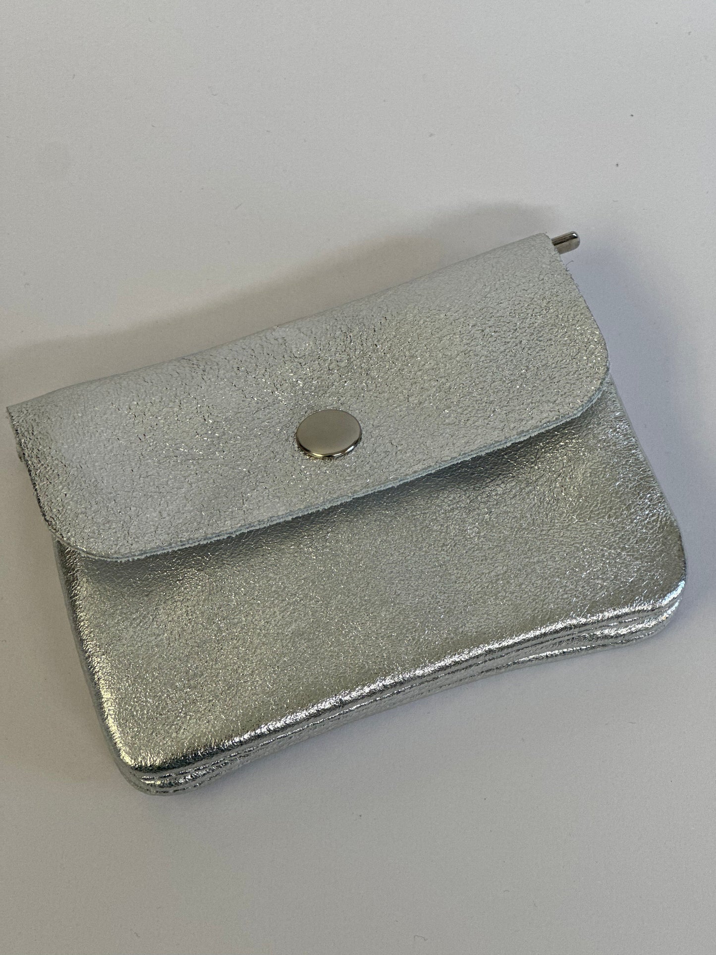 Silver metallic leather coin purse