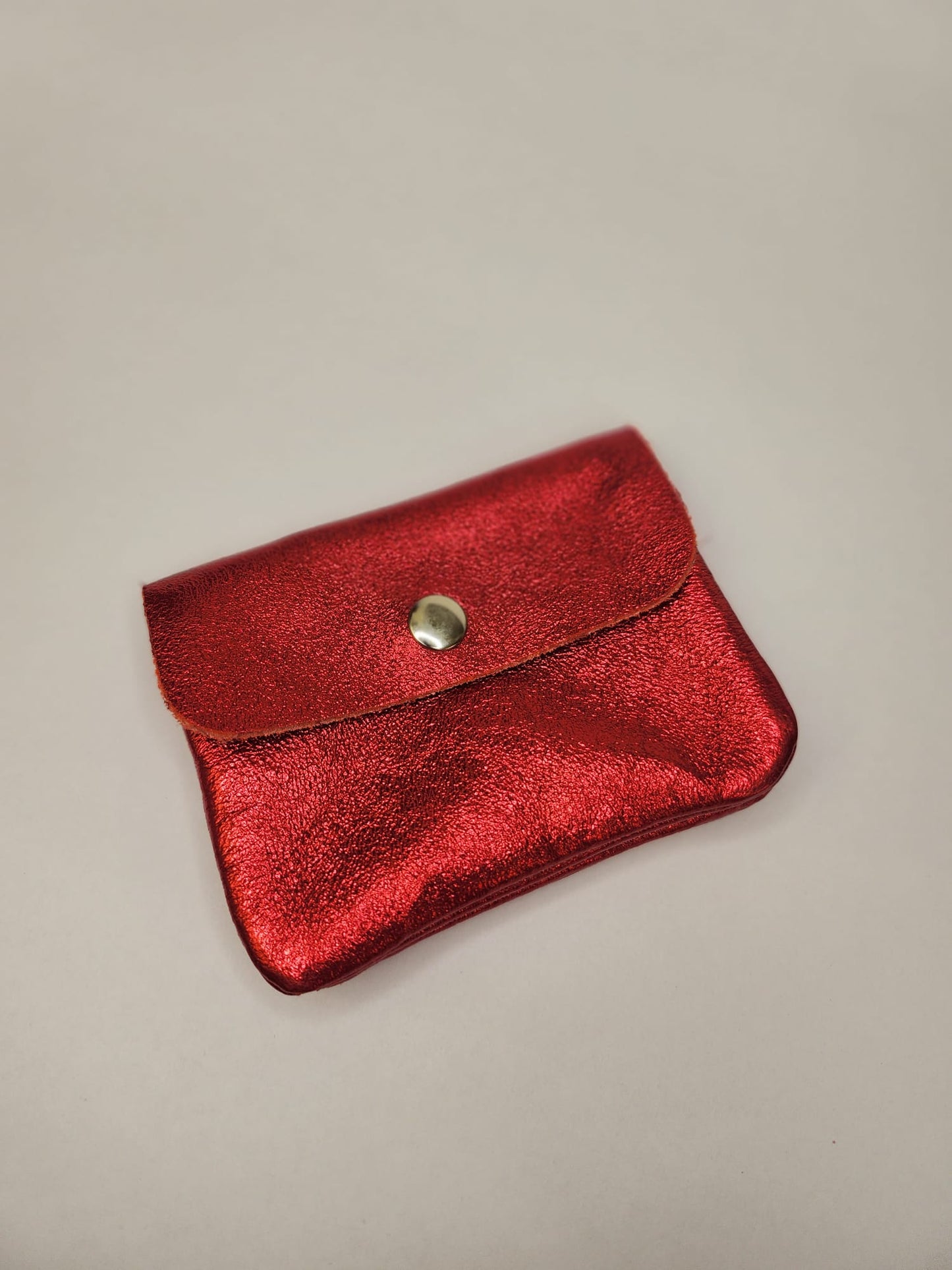 Red metallic leather coin purse