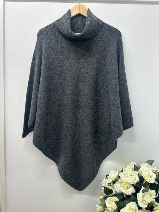 Dark grey roll neck poncho