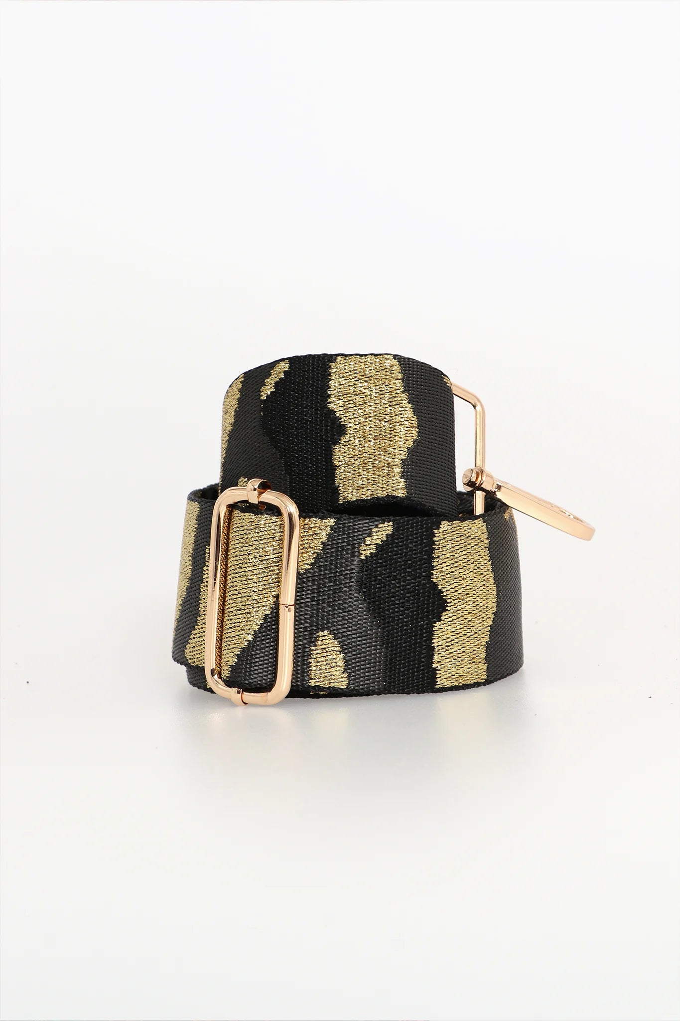 Black/Gold glitter camo print bag strap - Gold hardware