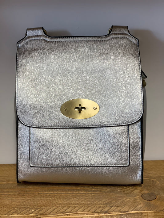 Silver cross over shoulder bag